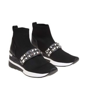 Michael Kors Black Ankle Booties with Silver Studs